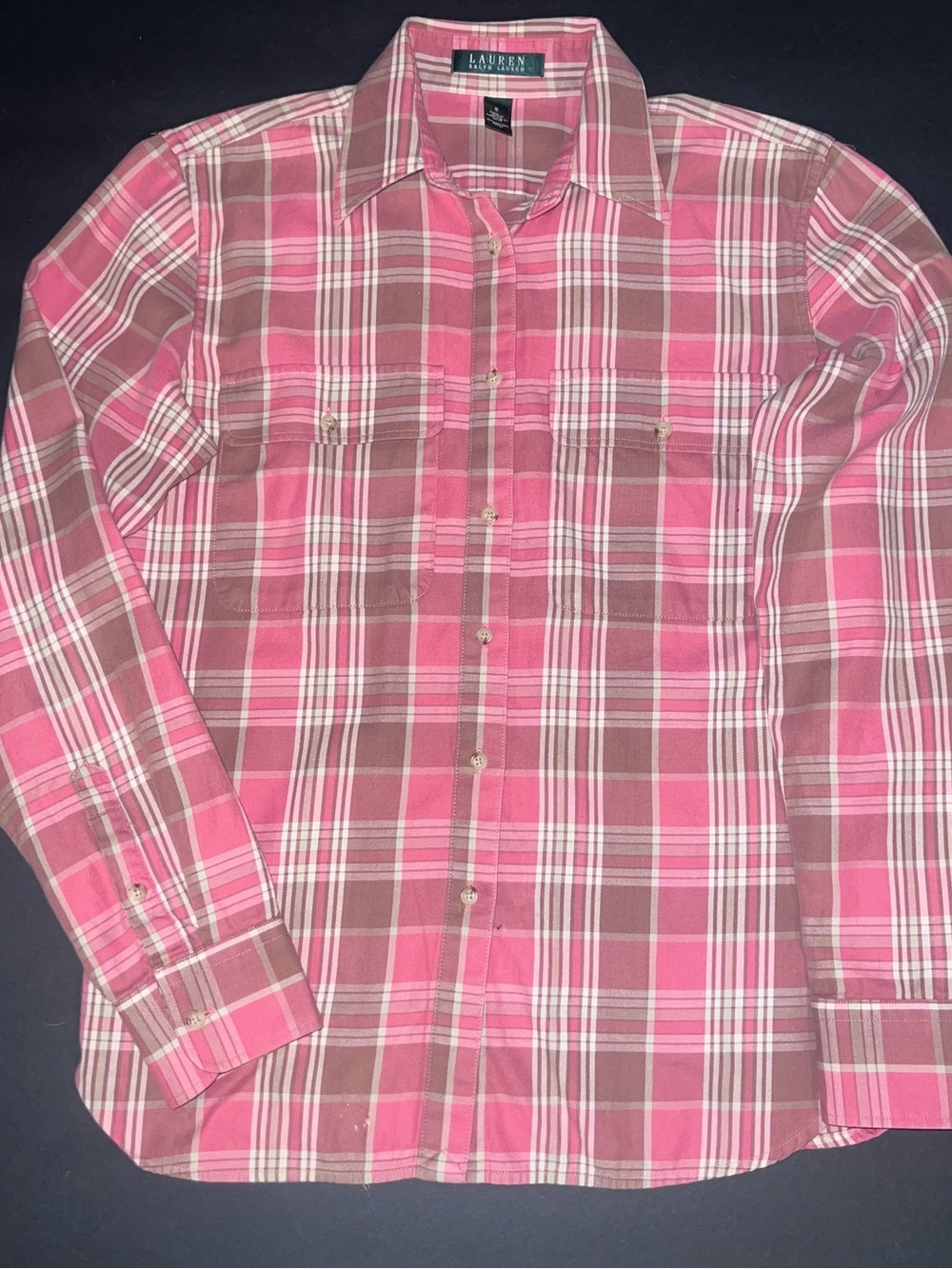 Ralph Lauren Pink and Brown Plaid Button-Down Shirt